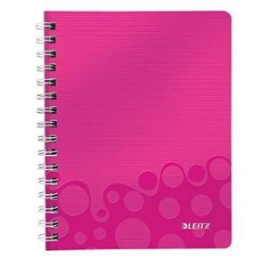 Leitz 4641-00-23 - Cahier Wow A5, 160 pages 80 g/m² quadrillées perforées, reliure intégrale, couverture PP, rose métallisé