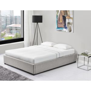 Image de Lit Coffre Design en Tissu "Niura" 140x190cm Gris Prix