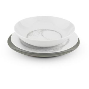 Laguiole Service 18 pièces noir et blanc - "mica"