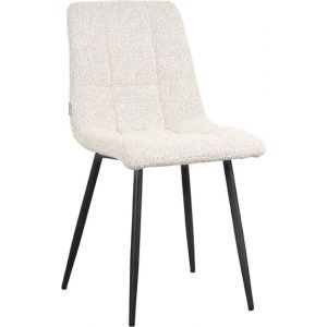 LABEL51 Chaise de salle à manger Juul - Blanc - Tissu - Structure noire - Chaise - Chaise de salle à manger régulière