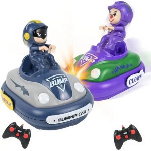 Joellfuner Voiture Rc Enfant, Auto Tamponneuse Télécommandée Avec Musique & Lumière, Paquet De 2.