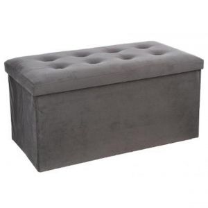Pegane Coffre/pouf pliable en MDF et polyuréthane couleur grise - Dim : L76 x l38 x H38 cm