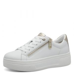 Tamaris Comfort Femmes Baskets à Plateau avec Fermeture éclair Low Top, Blanc (Blanc Nappa), 37 EU