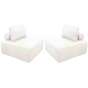 Sweeek - Lot de 2 chauffeuses pour canapé modulable tissu bouclette crème 1 place Bao. l 90 x p 90 x h 74cm