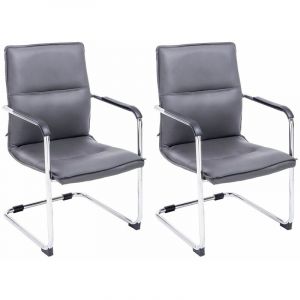 CLP Lot de 2 Chaises de visiteur Seattle similicuir, Gris