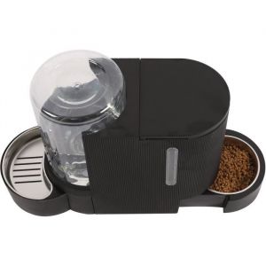 M pets Distributeur de croquettes et d'eau m.pets duplo 1,3kg/3L - 40x16.2x29.1 cm - Noir