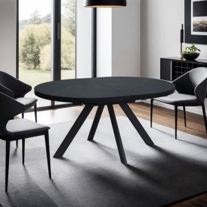 M&S Table à manger ovale extensible 160-200 cm effet marbre noir - inski