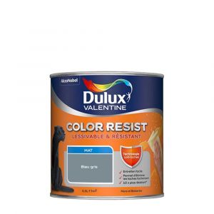 Image de Dulux Valentine Peinture bicouche intérieure Color Resist Murs et Boiseries Mat Bleu Gris 0,5 L