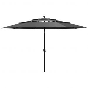VidaXL Parasol à 3 niveaux avec mât en aluminium Anthracite 3,5 m