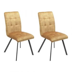 JOHN - Lot de 2 Chaises Capitonn&eacute;es Jaune - Altobuy