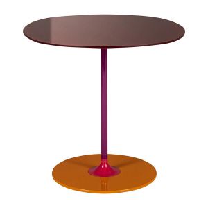 Kartell Table basse THIERRY 45 x 45 cm (Bordeaux - Verre trempé peint au dos et acier peint)