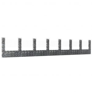 VidaXL Panier de gabion en forme de U avec 8 poteaux Fer 860x20x150 cm
