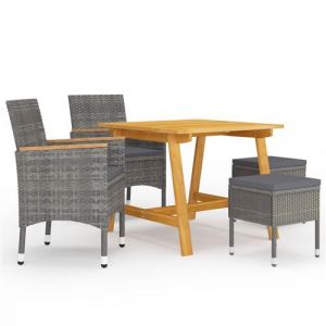 VidaXL Ensemble de salle à manger de jardin 5 pcs Gris