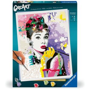 Ravensburger CreArt 30x40 cm – Adulte – Peinture par numéros – Audrey Hepburn – Activité détente et créative – 25526