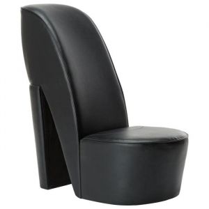 Décoshop26 Fauteuil lounge design moderne en forme de chaussure à talon haut noir pvc noir DEC026790