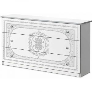 Image de SOLAYA BLANC Commode 3 Tiroirs Blanc et Gris Altobuy