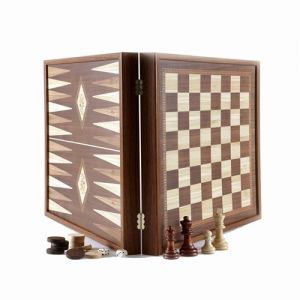 Image de Manopoulos Ec cs et Backgammon 27 cm Noyer