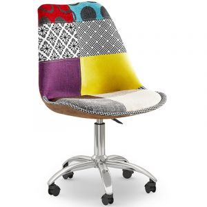 Chaise De Bureau Pivotante - Tissu Patchwork - Ray Multicolore