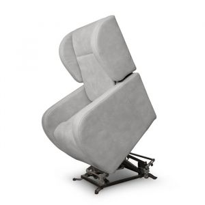 Loungitude Fauteuil de relaxation lise électrique et releveur en tissu imitation cuir - Gris clair - Gris clair