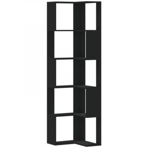 VidaXL Bibliothèque d'angle à 5 niveaux noir bois d'ingénierie, étagère à livres d'angle, vitrine d'angle, armoire d'angle, bibliothèque en forme de L