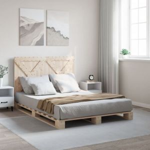 VidaXL Cadre de lit avec tête de lit 160x200 cm bois de pin massif, lit, meuble de chambre à coucher, lit en bois, lit double, cadre de lit en bois