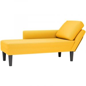 VidaXL Chaise longue avec coussin jaune clair tissu en velours côtelé