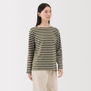 Image de T‐shirt en coton &eacute;pais manches longues col bateau pour femme