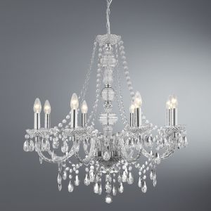 Searchlight Suspension 8 ampoules Marie-Thérèse, chrome et acrylique