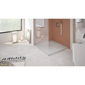 Image de Receveur NOLA 3 - 90x90x3cm - R&eacute;sine - B&eacute;ton - Bonde