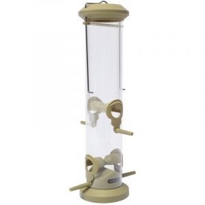 Zolux Mangeoire silo 4 perchoirs vert - Distributeur nourriture pour oiseaux - Blanc - plastique, métal