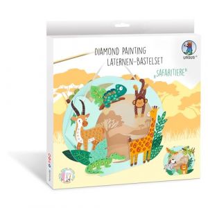 Ursus 1882 00 01F - Diamond Painting Kit de bricolage lanterne "Safaritiere", env. 20 x 18,7 x 8 cm, avec pierres scintillantes, pour faire des lanternes, kit de bricolage DIY pour d&eacute;fil&eacute; de lampions