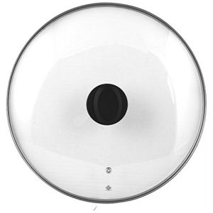 Home Couvercle avec Bord en Acier inox, Plastique/Verre, Transparente/Noir, 40 cm