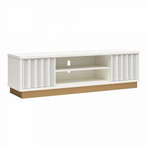 Image de Rene Meuble TV avec 2 portes coulissantes blanc