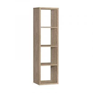 Meubletmoi - Etagère colonne 4 casiers décor chêne - Classico