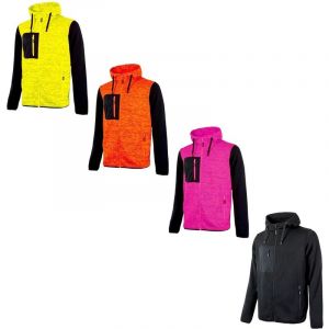 U-Power Rainbow, Sweat-shirt entièrement zippé, avec grandes poches, polaire dou Ce, tissu en coton extensible, col haut, capuche réglable, vêtements d'hiver confortables (BLACK FUCSIA L)