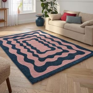 Nazar Tapis vintage style année 70 Bleu - 80x140