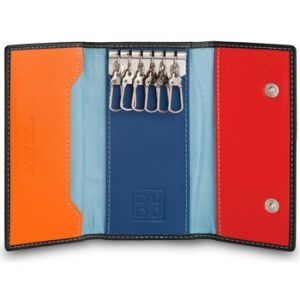 Dudu Porte-clés classique en cuir multicolore 6 crochets signé Noir