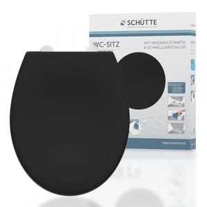 Schütte Noir - 82410 - Abattant WC en Duroplast avec système d'abaissement automatique et fonction détachable, compatible avec la majorité des cuvettes WC