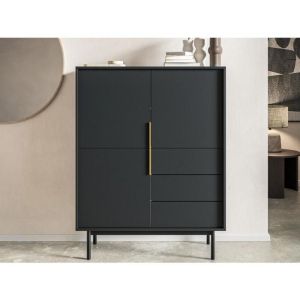 Buffet haut avec 3 portes et 3 tiroirs - Noir - DABRIANA
