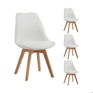 M&S Lot de 4 chaises style scandinave en tissu bouclette blanc - SCANDI