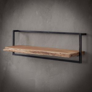 M&S Etag&egrave;re murale 100x25x30 cm en acacia massif et m&eacute;tal - along