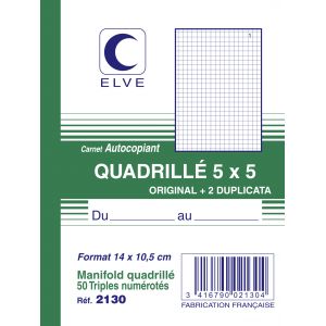 Image de Elve Carnet Quadrillé 5 x 5 mm, 50 feuillets tripli