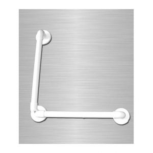 AKW International Barre d'appui lisse renforcée coudée 90° 450x450mm blanche (Accessibilité PMR) - TNT