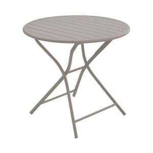 Proloisirs - Table de jardin ronde en aluminium 2 personnes Globe cr&egrave;me
