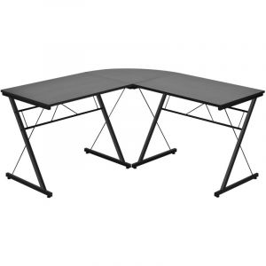 Bureau d'ordinateur en forme de L détachable à angle réversible 150x150x76cm noir