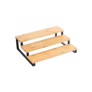 MSV Etagère à épices 3 niveaux Design industriel Bambou & Acier elie Noir mat