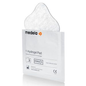 Medela Compresses hydrogel réutilisables, soulagement et rafraîchissement instantané pour mamelons douloureux ou crevassés, coussinets stériles, emballés individuellement, lot de 4