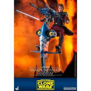 Image de Hot Toys Star Wars The Clone Wars Figurine articulée échelle 1/6 Anakin Skywalker & STAP 31 cm