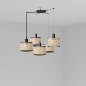 Faro Mambo Lampadaire noire/rotin ø210 5L