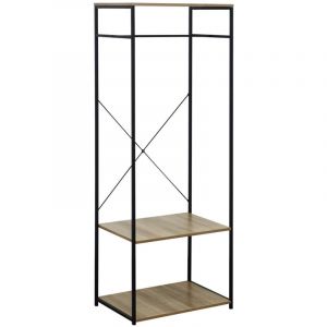 Porte-manteau en métal et bois 167x60x40,4cm - Brun/Noir